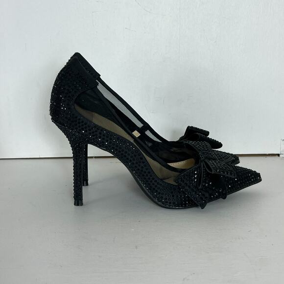 Jessica Simpson Heels Women's Size 8M Black Raynne Sequin Pump Bow Accent - Picture 5 of 14